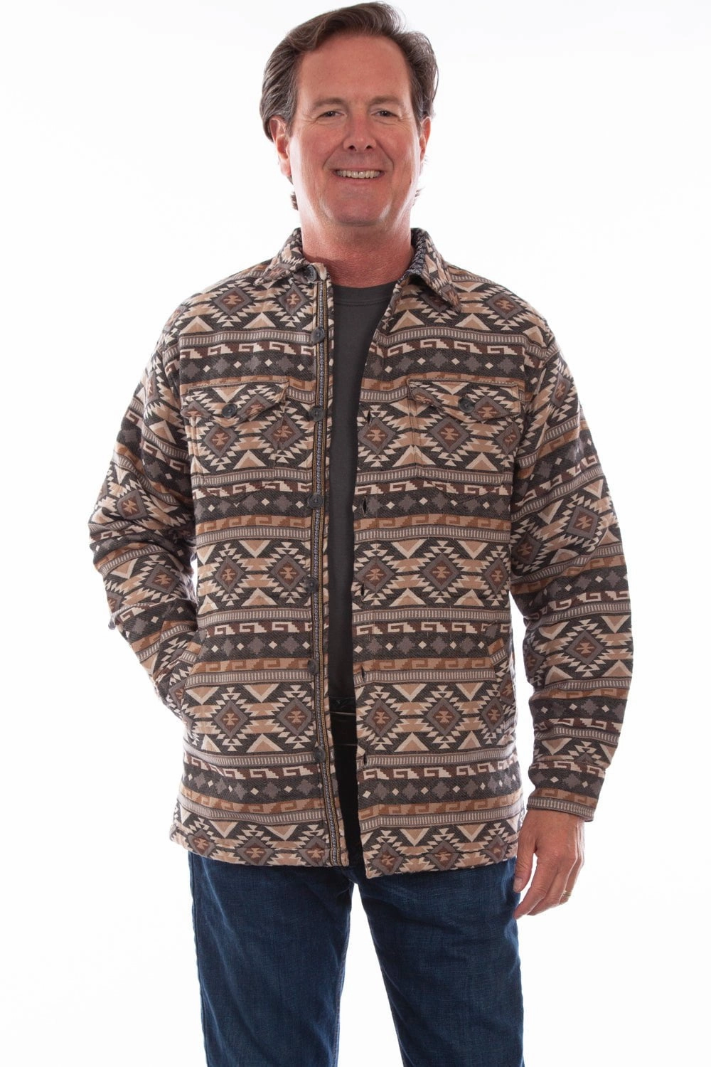 Abrasion Resistant Shell Scully Mens Tan 100% Cotton Aztec Geometric Jacket