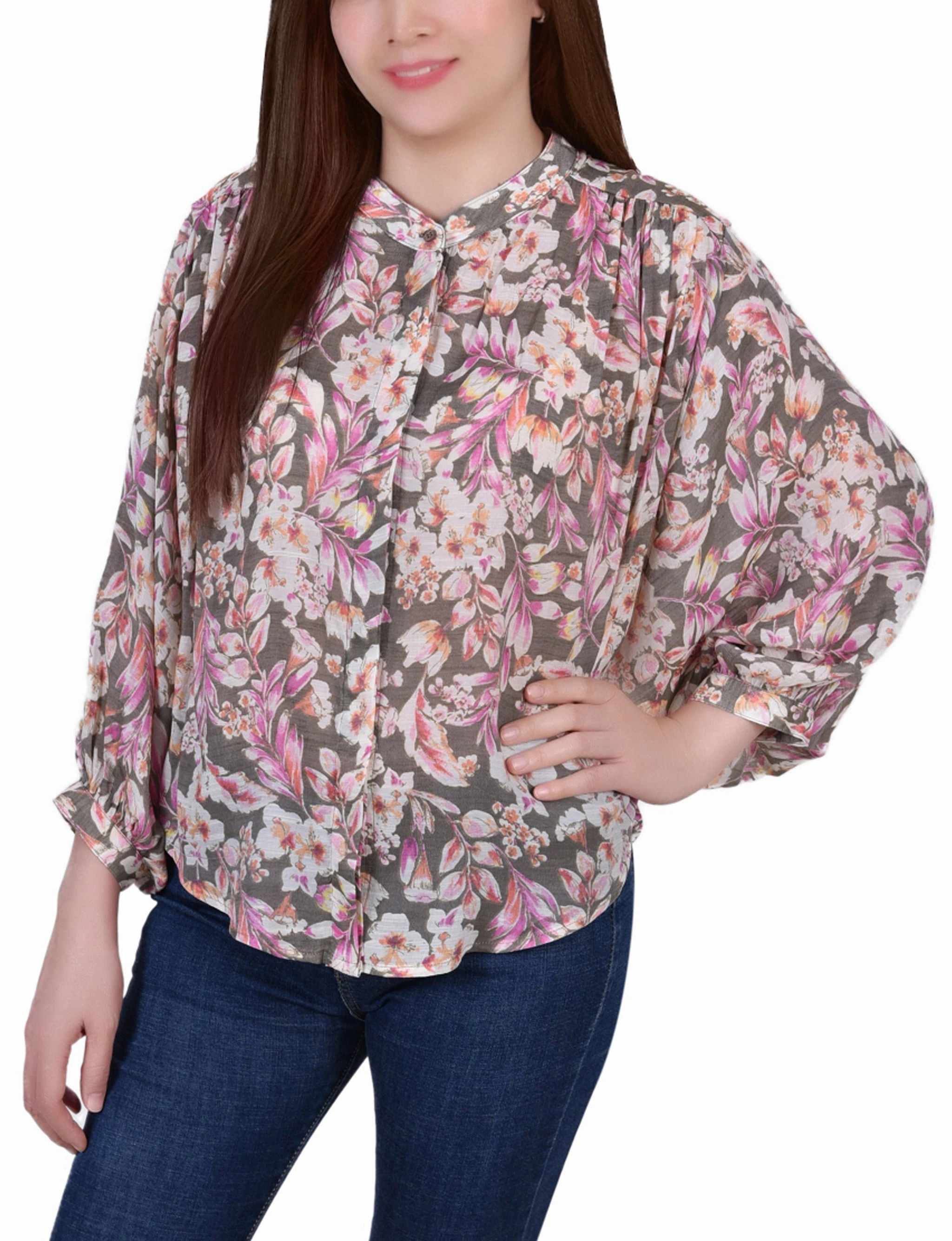 FourWay Stretch CompressionTechnology 3/4 Dolman Sleeve Blouse