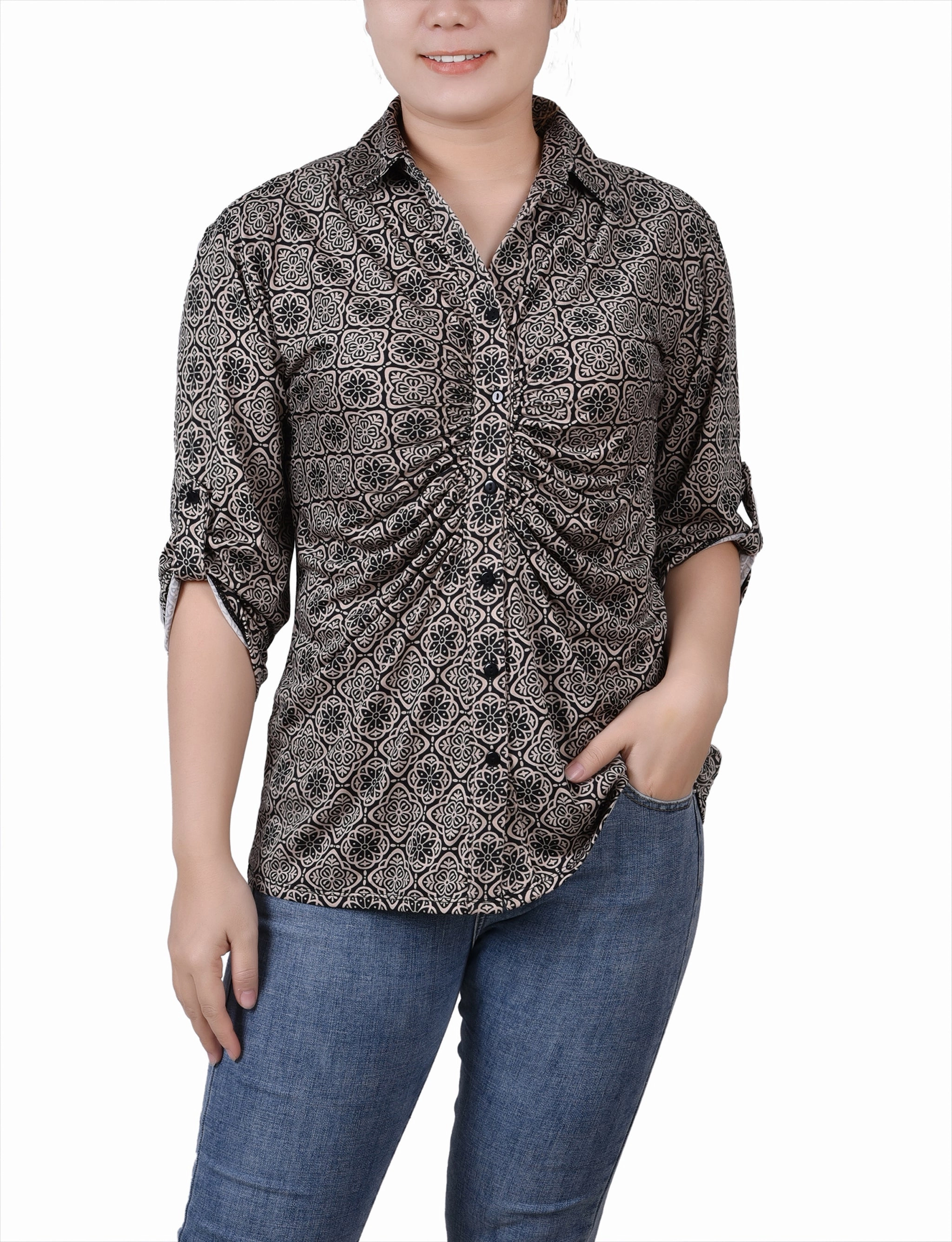 3/4 Roll Tab Rouched-Front Top Adjustable Fit System