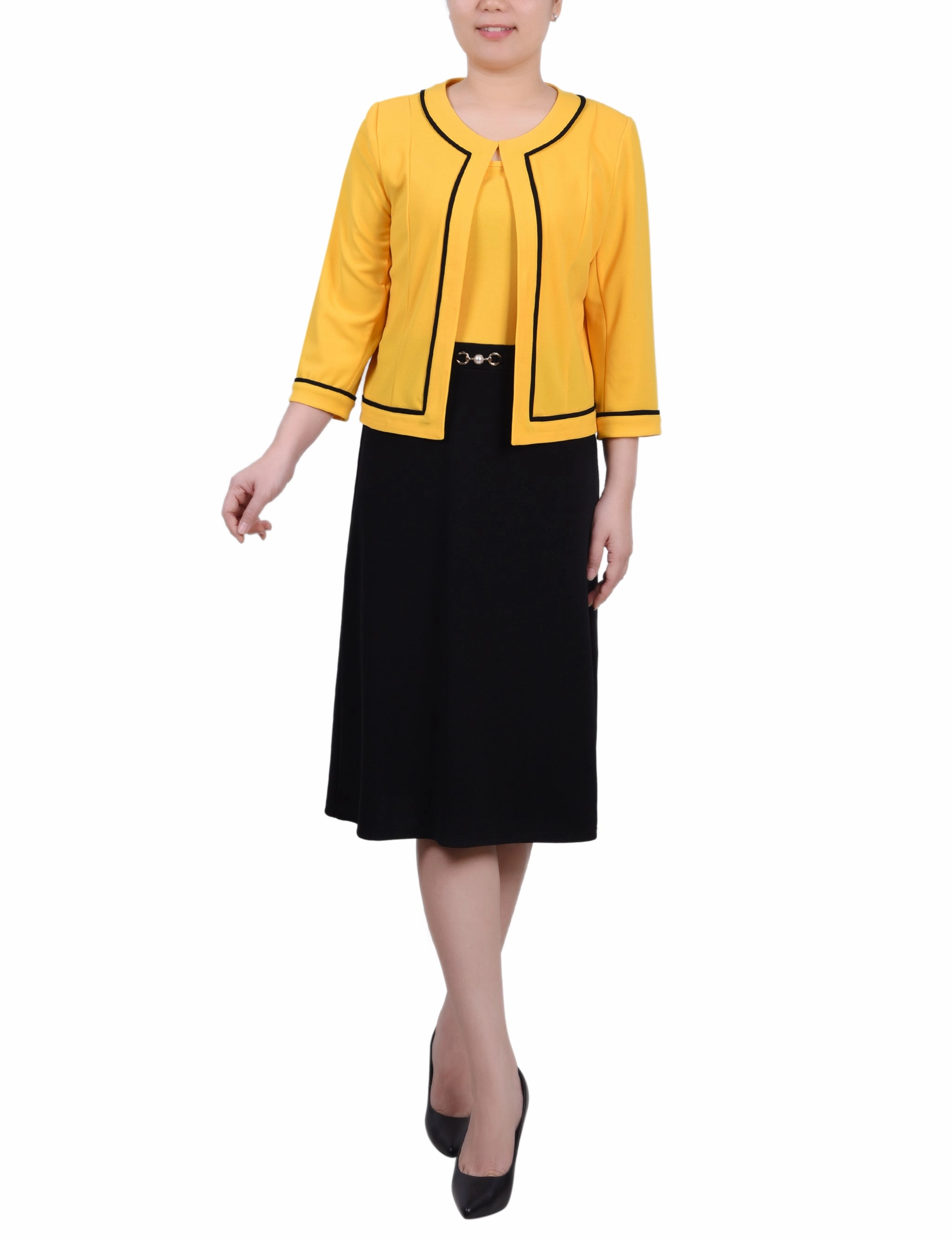 Daytime Look Polished Edge 3/4 Sleeve 2 Piece Dress Set