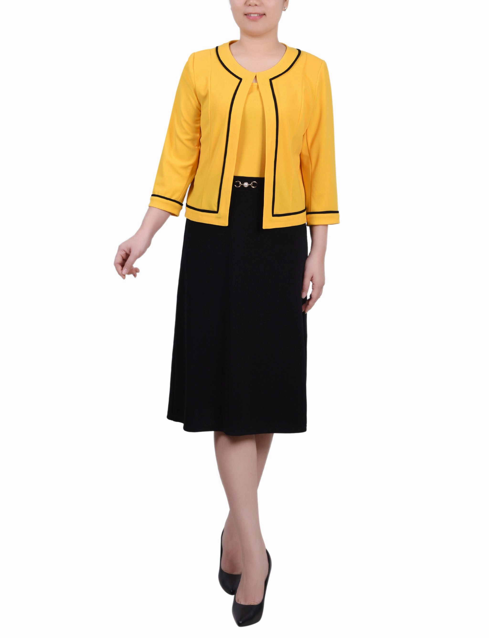 3/4 Sleeve 2 Piece Dress Set Flexible Fabric