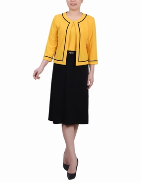 3/4 Sleeve 2 Piece Dress Set Flexible Fabric