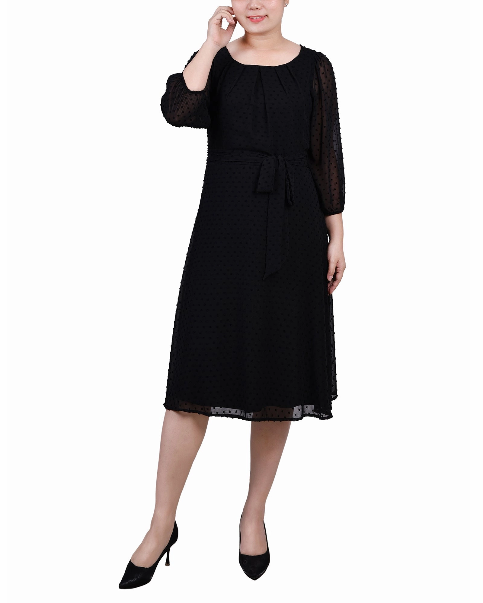 3/4 Sleeve Clip Dot Dress Functional Comfort All-Purpose Comfort