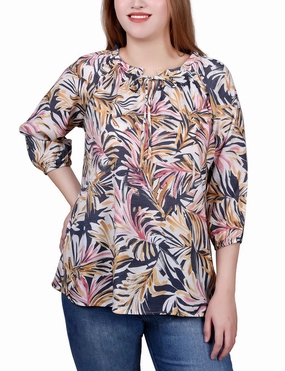 All-Purpose Wear ComfortStretch 3/4 Sleeve Drawstring Neck Blouse