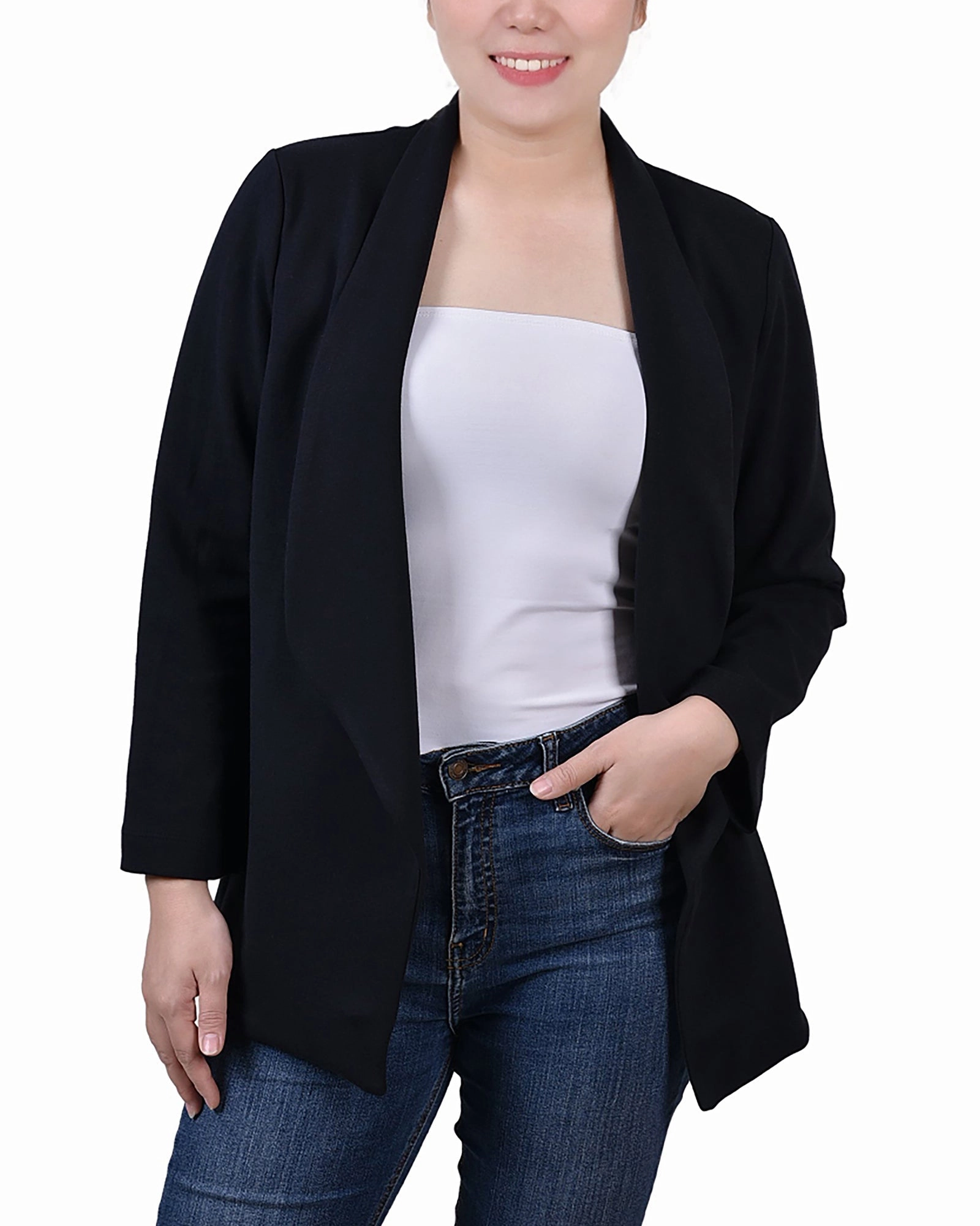 Sporty Style 3/4 Sleeve Ponte Jacket