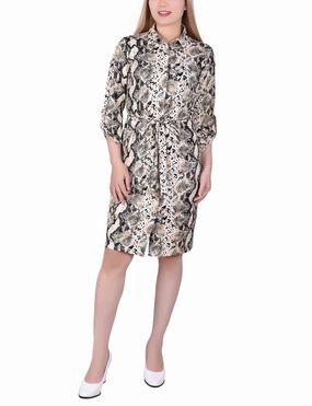 3/4 Sleeve Roll Tab Shirtdress Fair-Trade