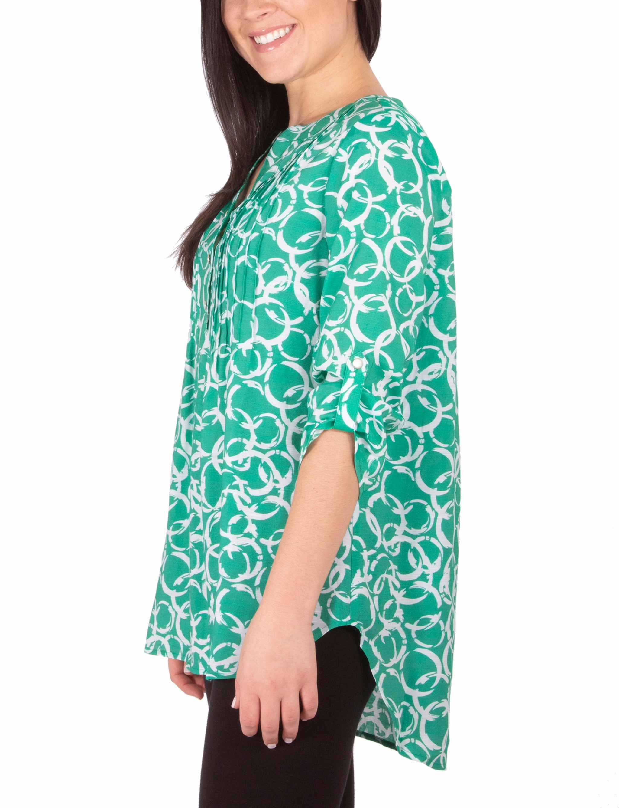 Basic Tank 3/4 Sleeve Y Neck Blouse