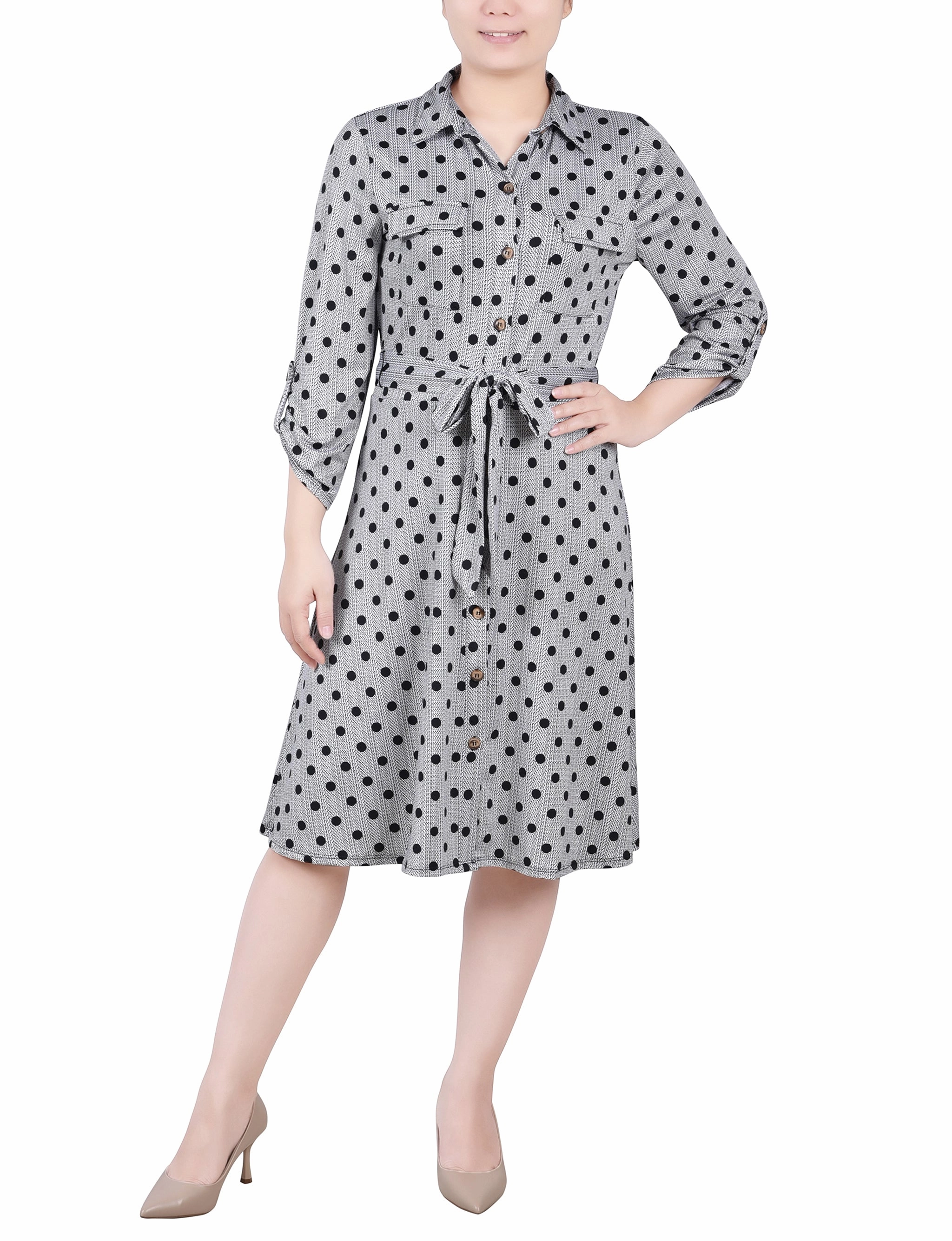 Active Outfit 3/4 Slv Roll Tab Shirtdress