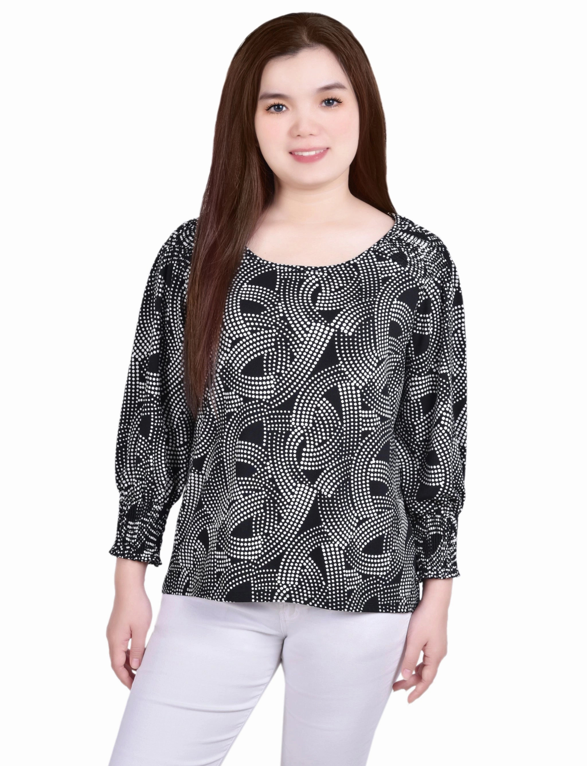 3/4 Smocked Detail Top FoamReinforcedCollar Stretch Weave Construction