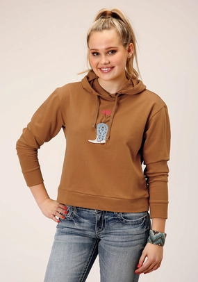 MoistureWicking Technology Roper Womens Micro Fleece Tobacco Brown 100% Cotton Hoodie