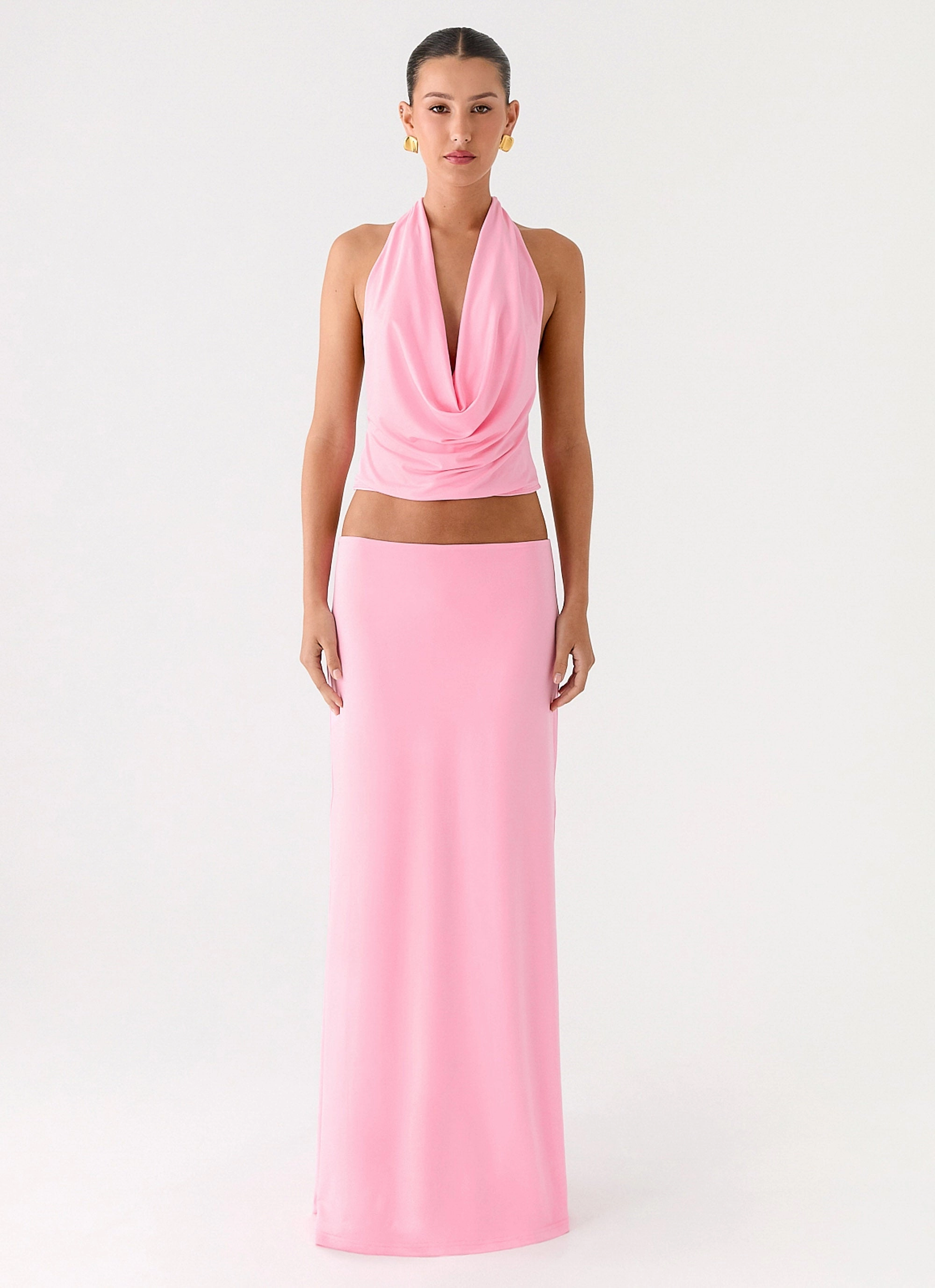 Ashi Maxi Skirt - Pink Simple Look