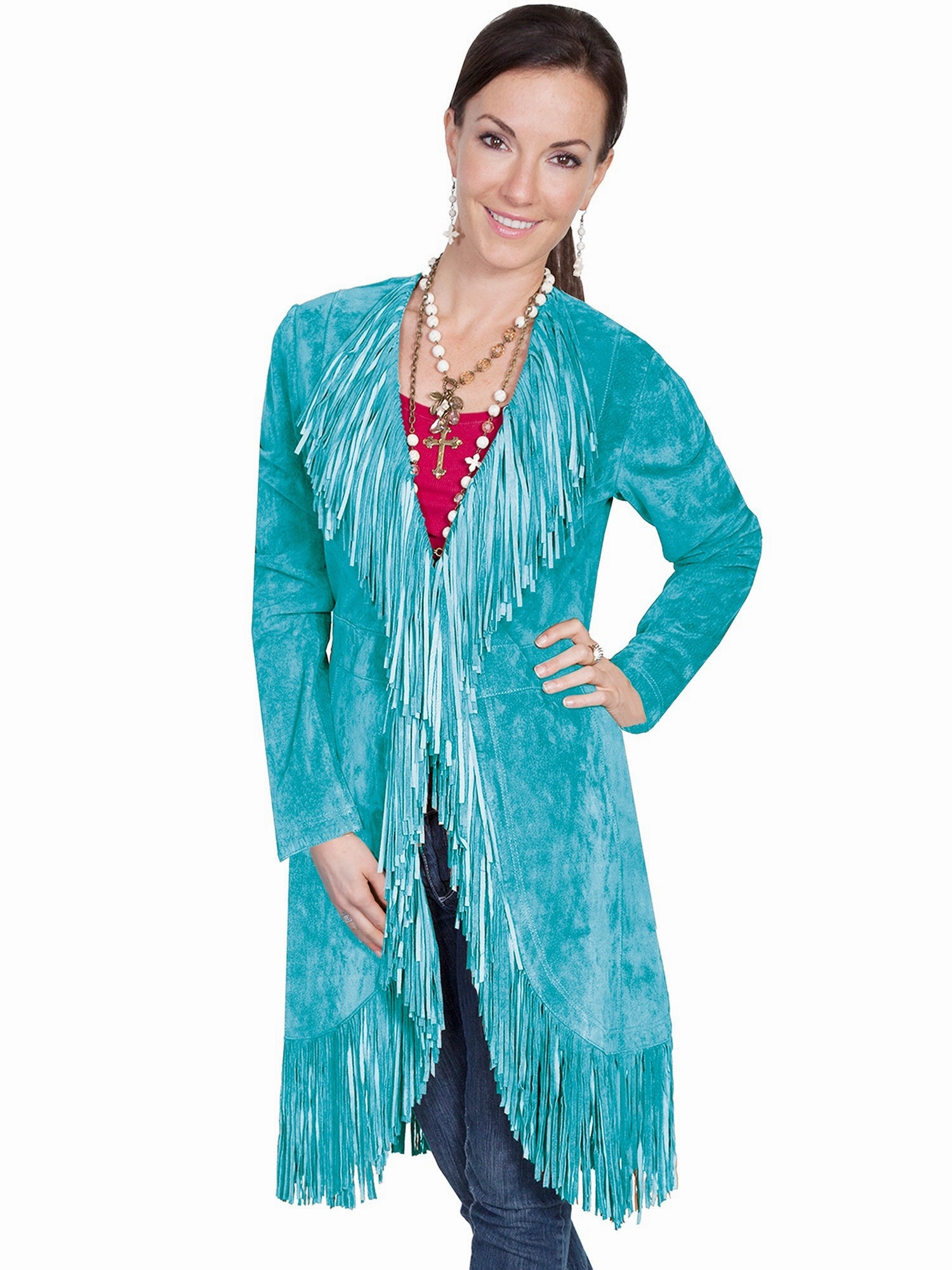 Scully Womens Dark Turquoise Boar Suede Maxi Coat Compact Packable