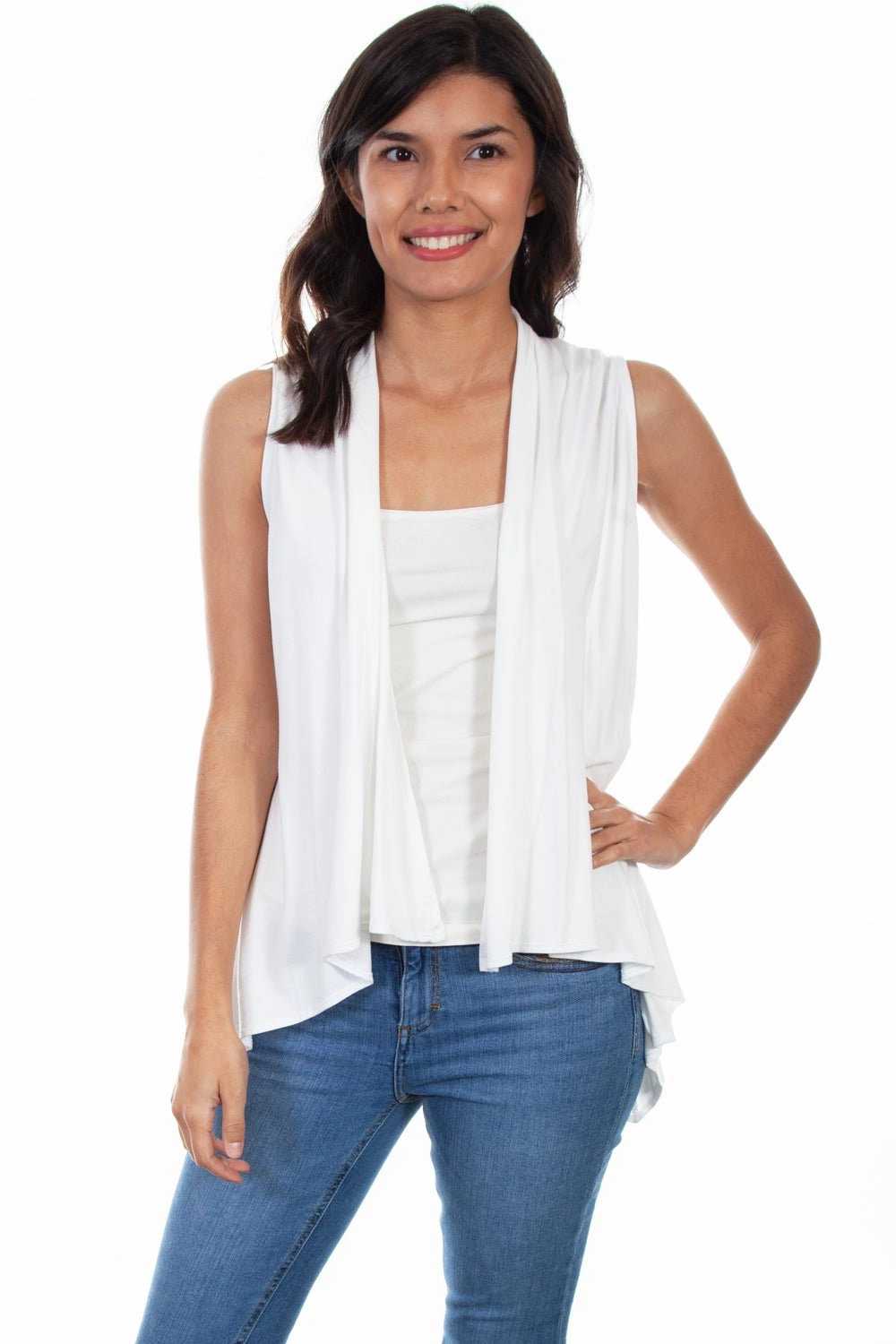 Scully Womens Ivory Rayon Lace Knit Vest Layered Comfort Look Outdoor Adventure