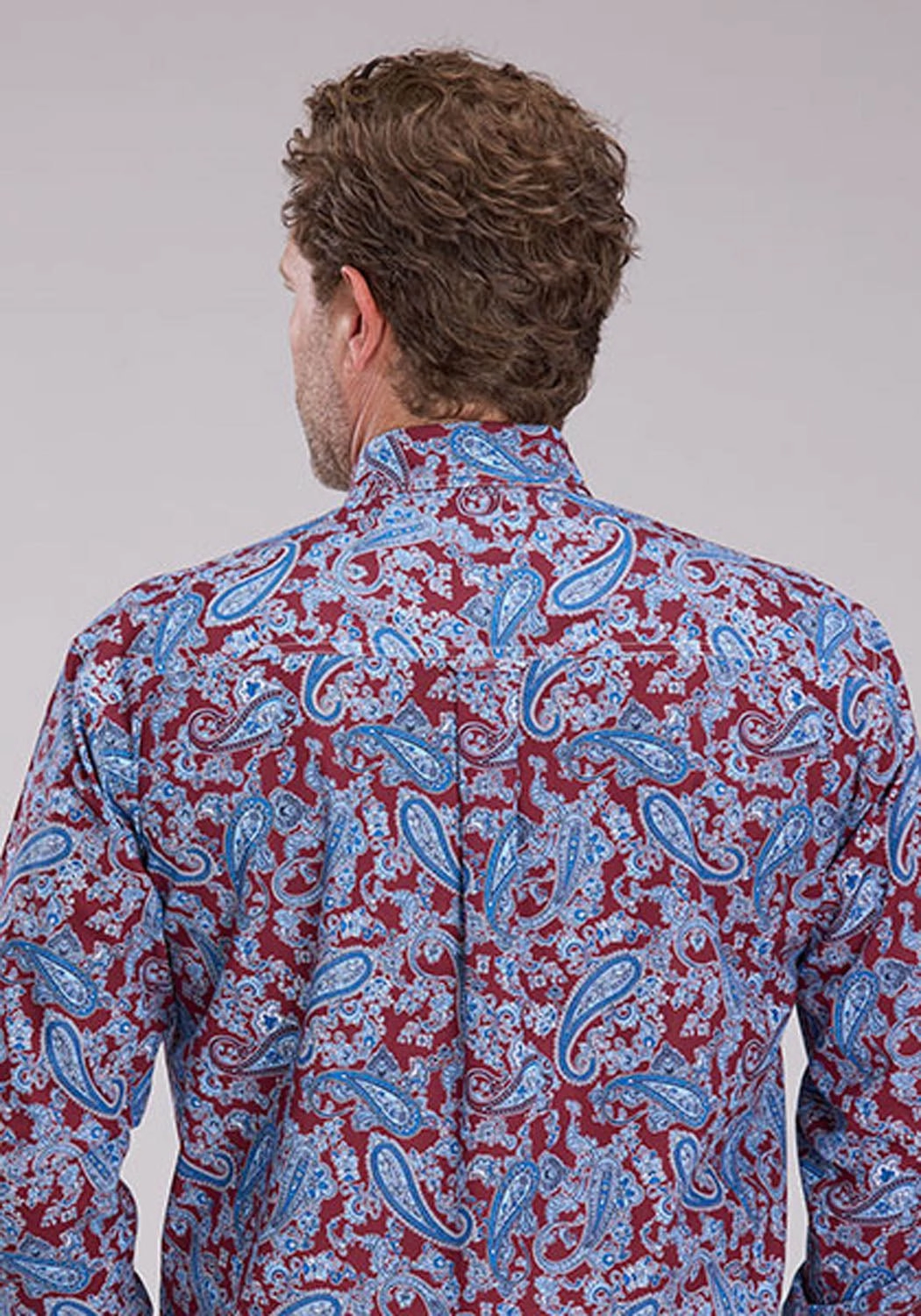 Roper Mens 2496 Heritage Paisley Wine/Blue 100% Cotton 1 Pkt L/S Shirt Minimalist Style