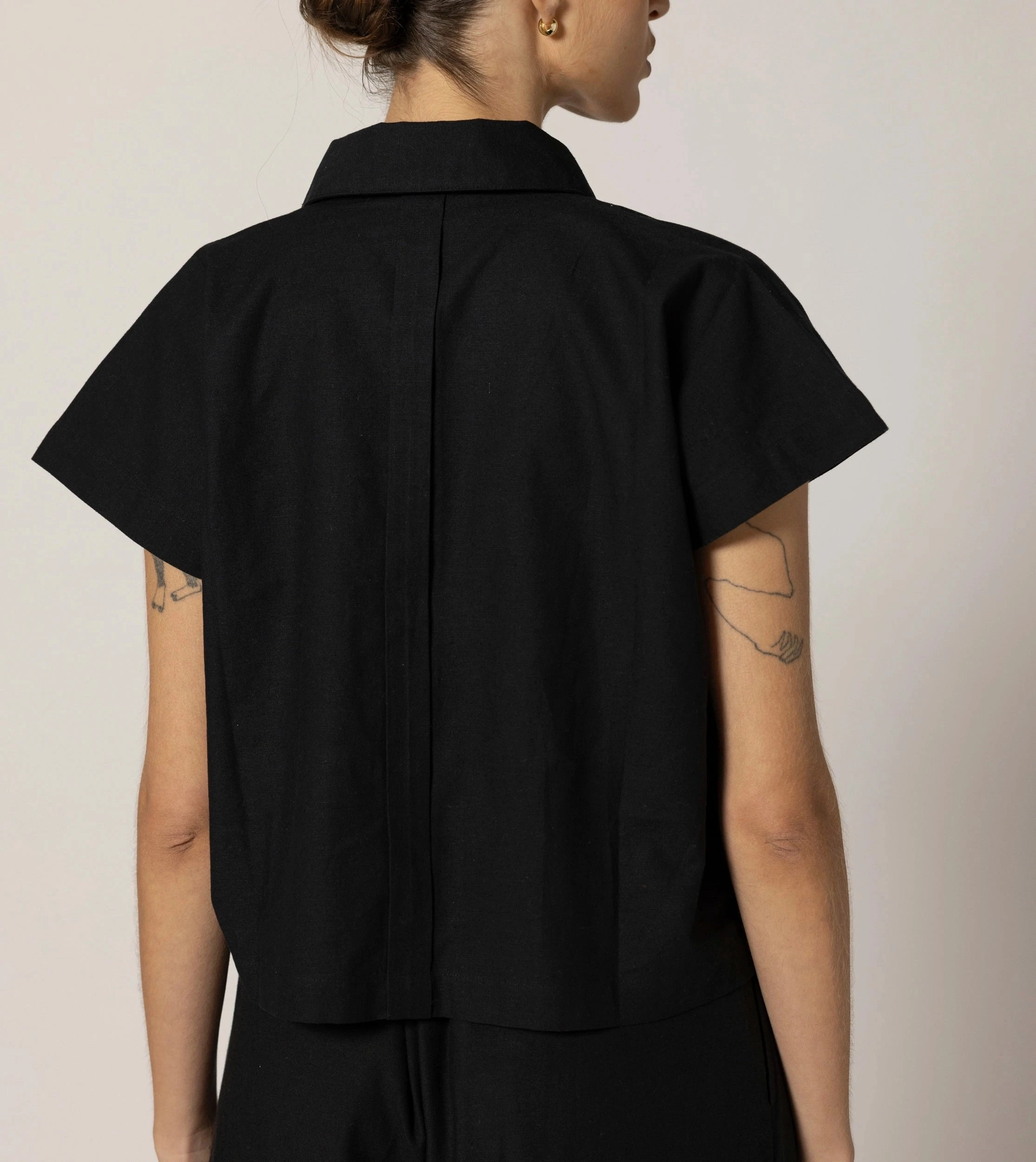 Hidden Button Placket ZeroWaste Construction Kalora Blouse | Black