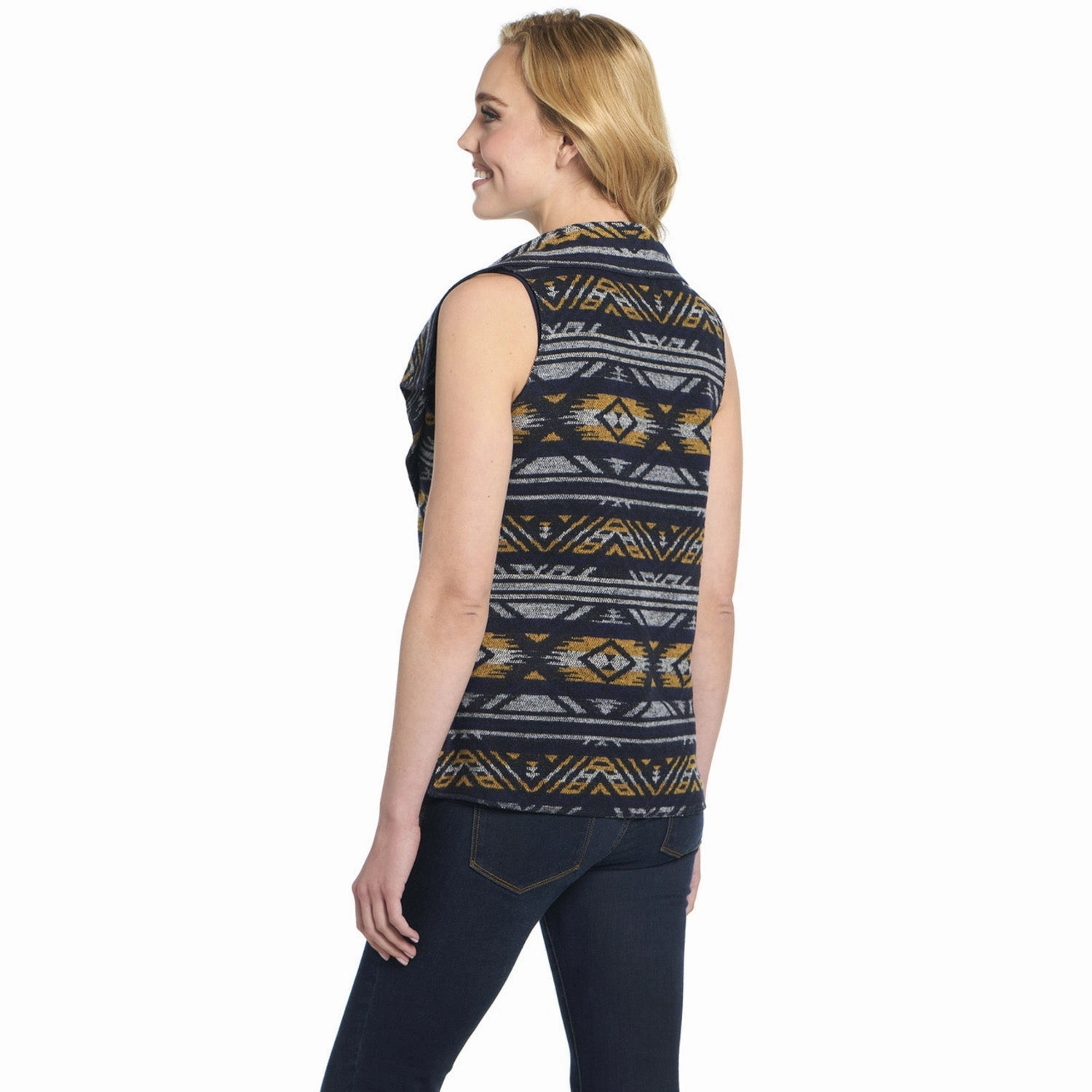 Cripple Creek Womens Open Front Blanket Wrap Scotch Blue 100% Polyester Vest Seamless Welded Construction