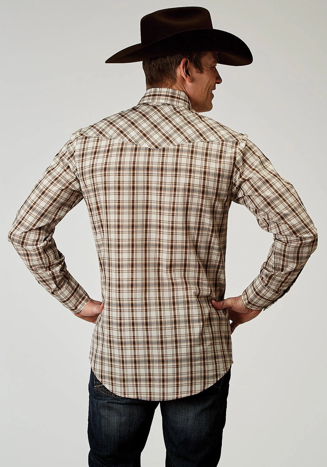 formal dinner Odor control Roper Mens 1968 Desert Plaid Brown Cotton Blend L/S Shirt