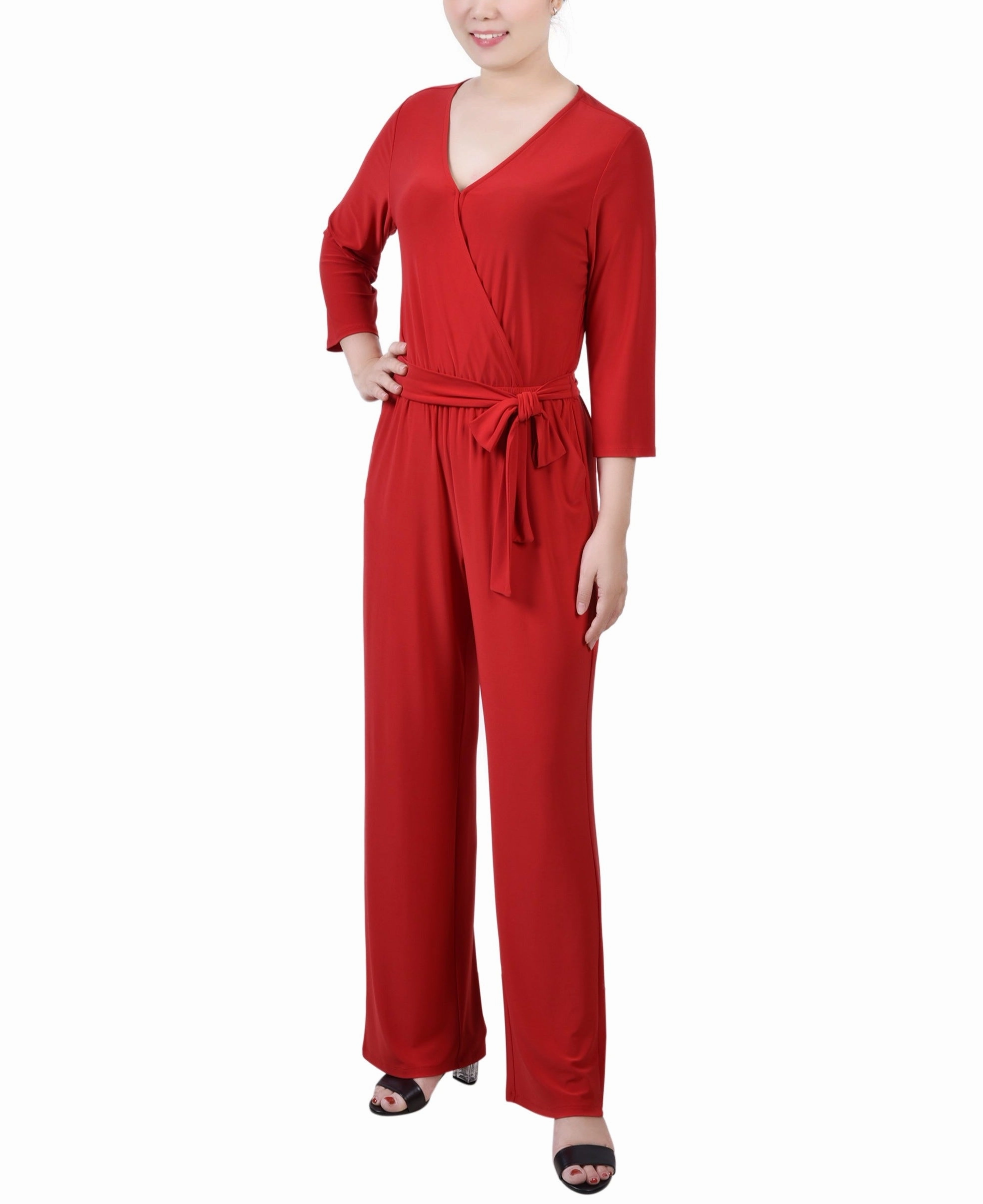 3/4 Sleeve Belted Jumpsuit Wardrobe Must