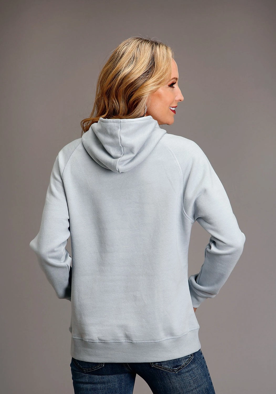 Stetson Womens Bronc Rider Blue Fog Cotton Blend Hoodie Double Breasted