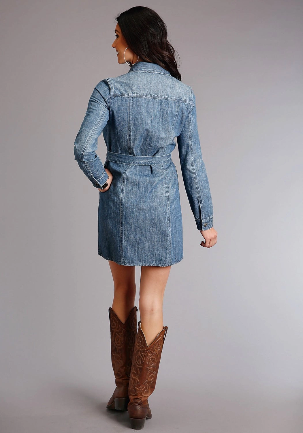 Magic Day Stetson Womens Denim 100% Cotton Lightweight Button L/S Dress