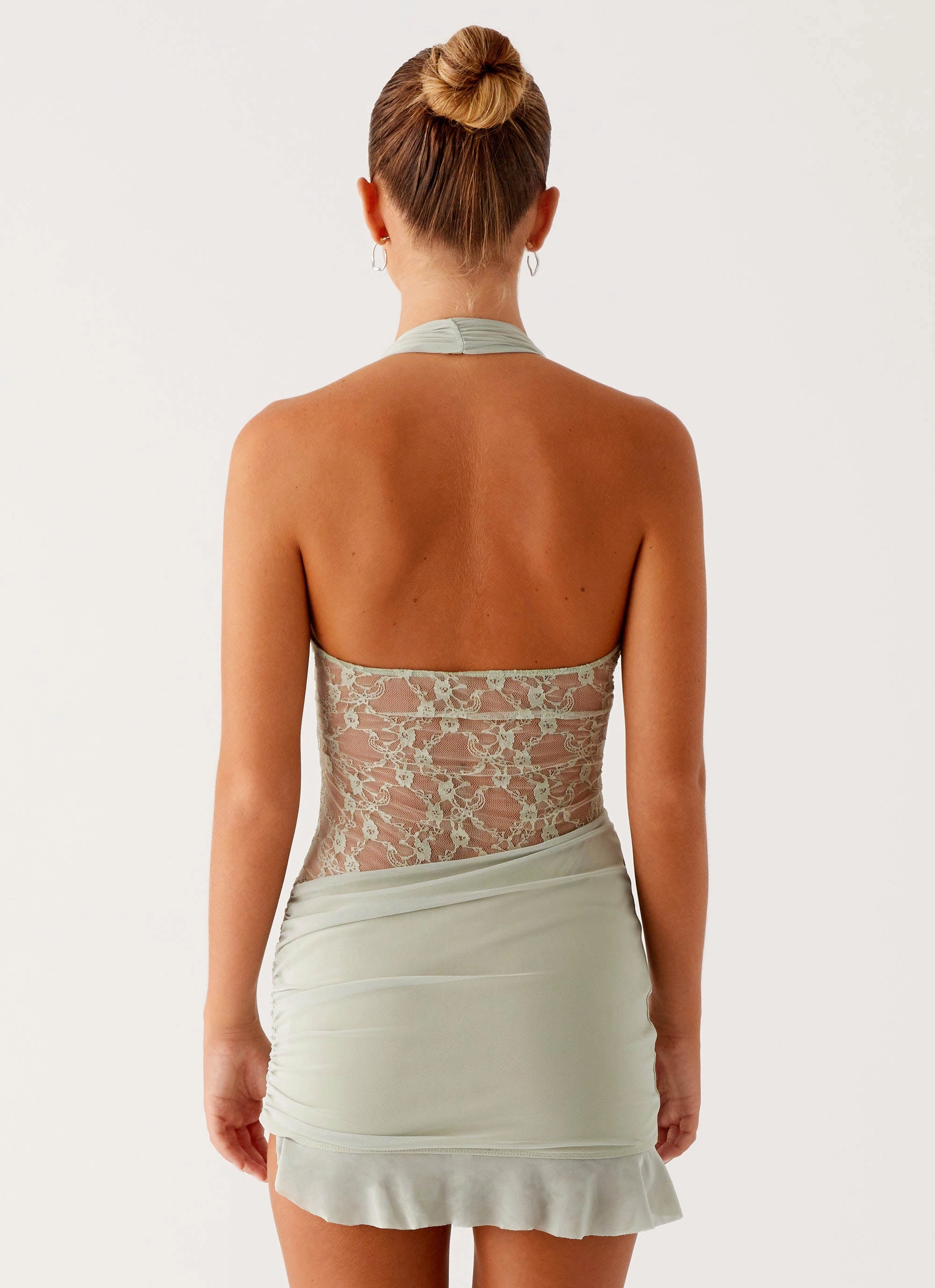 Tate Mesh Mini Dress - Sage Fresh Combo