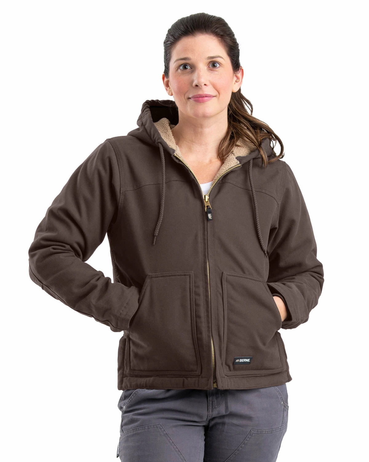 Oversized Fit Berne Tuscan 100% Cotton Ladies Hooded Coat Sherpa