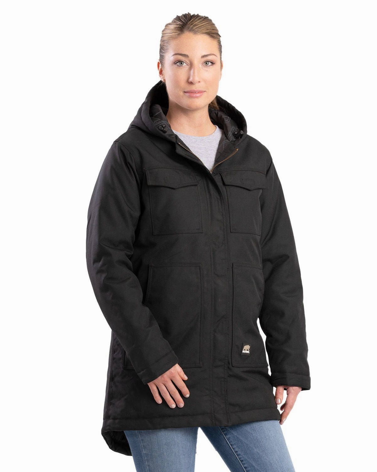 Lightweight Material Berne Womens Icecap Parka Black 100% Nylon Insulated Jacket