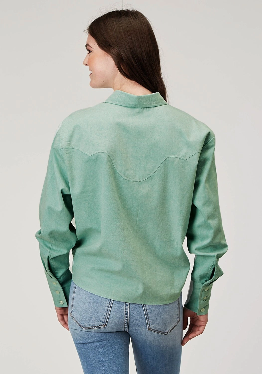 Streamlined Design Roper Womens 2014 Denim Aqua 100% Cotton L/S Shirt