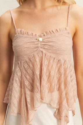 Sunrise Asymmetrical Hem Lace Cami Top Wear Resistant Fabric