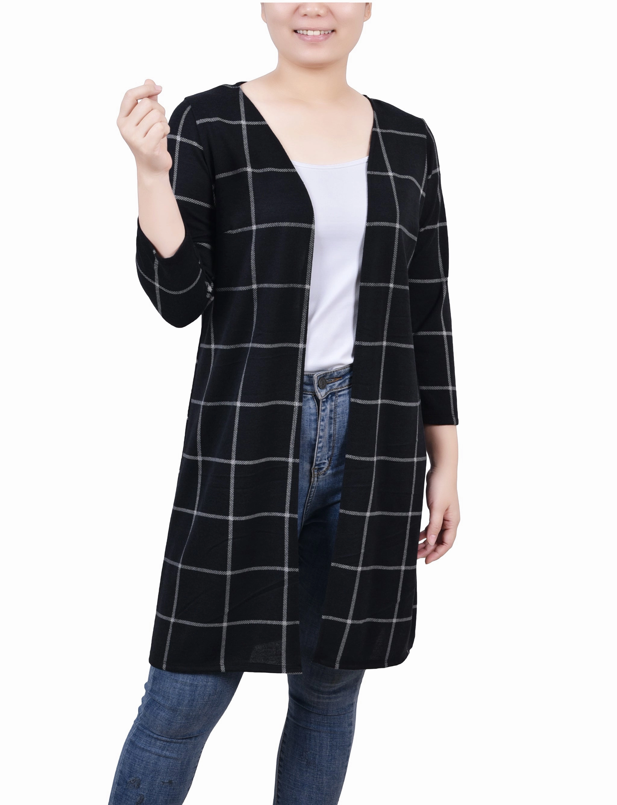 BreathableBackVents High Density Knit 3/4 Sleeve Knit Cardigan