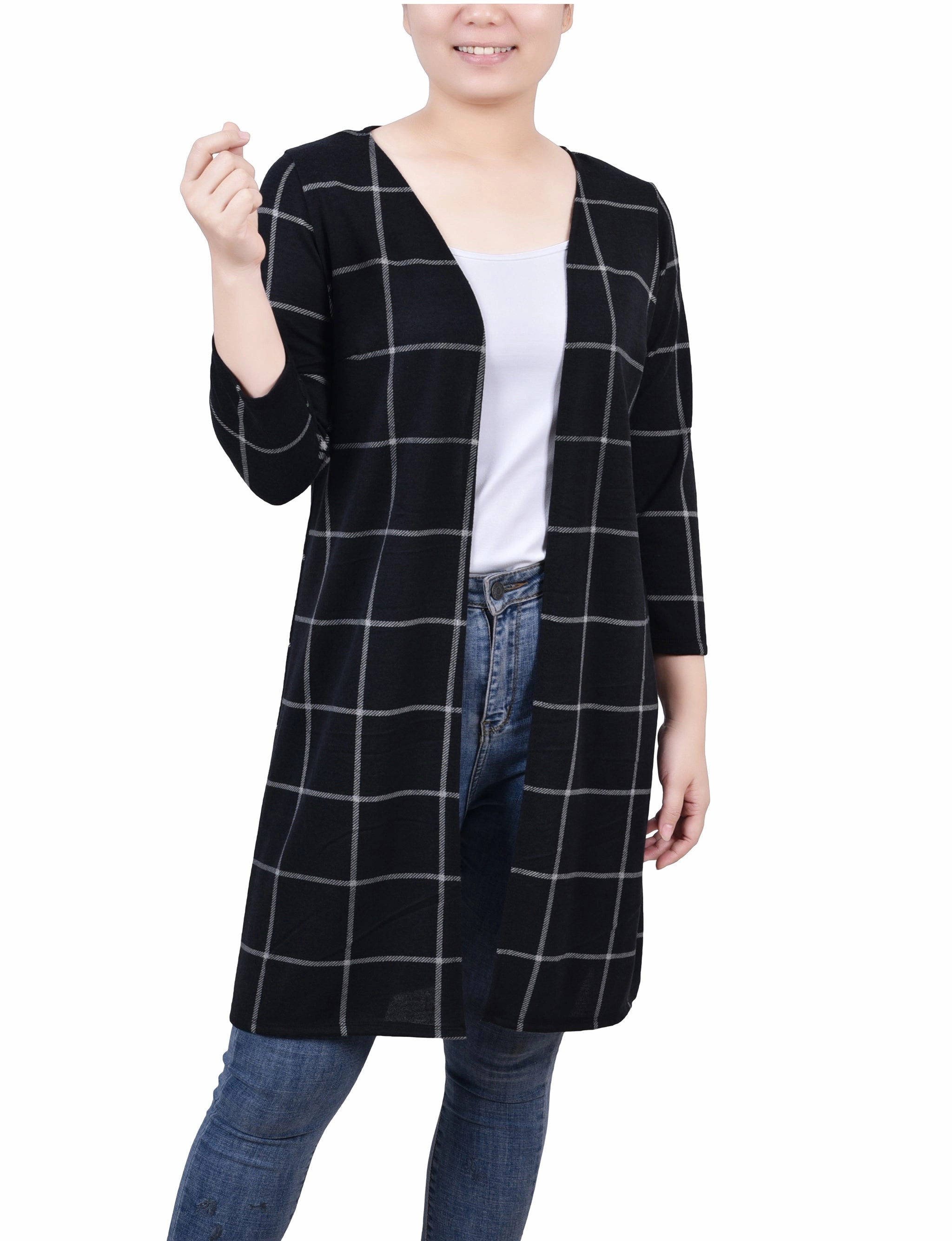 3/4 Sleeve Knit Cardigan Relaxed Top