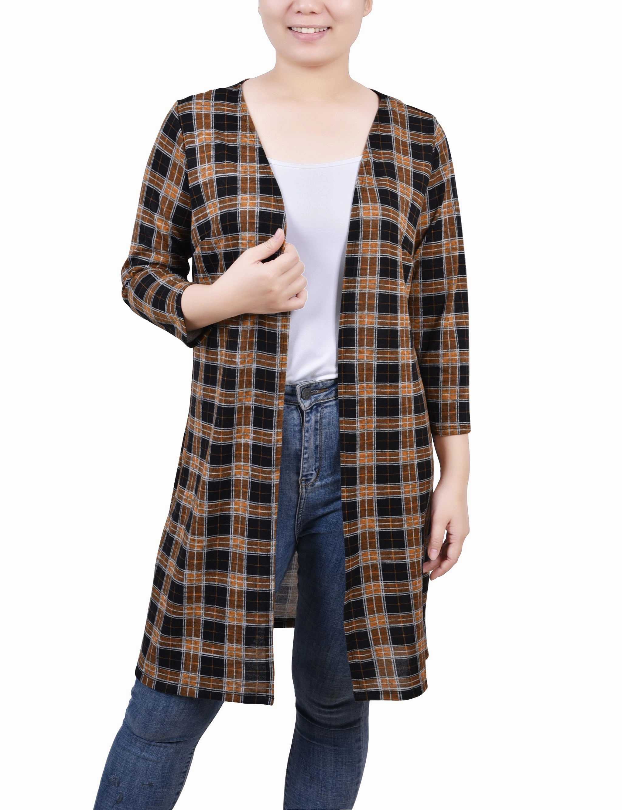 WrinkleResistant Moisture Control Lining 3/4 Sleeve Knit Cardigan