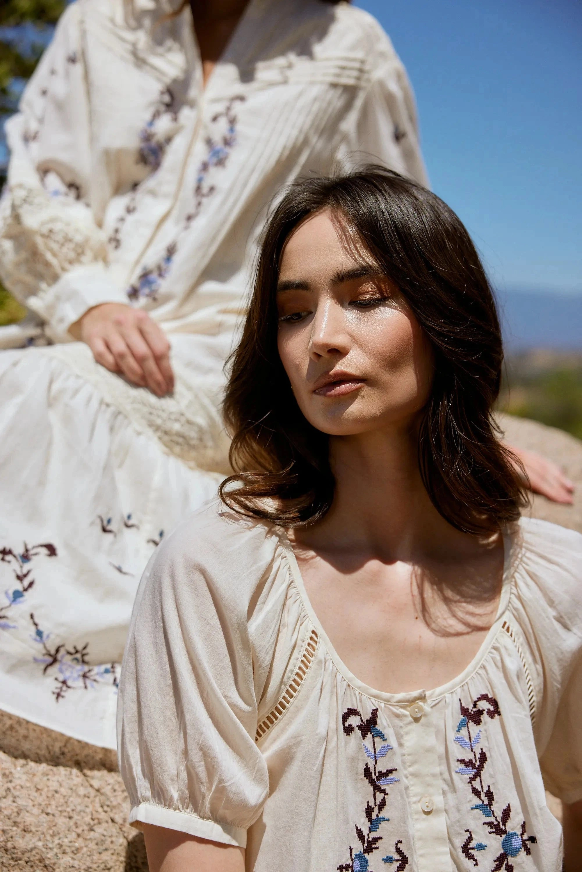 MultipanelLayout Easy Care Material Adeline Blouse | Ivory