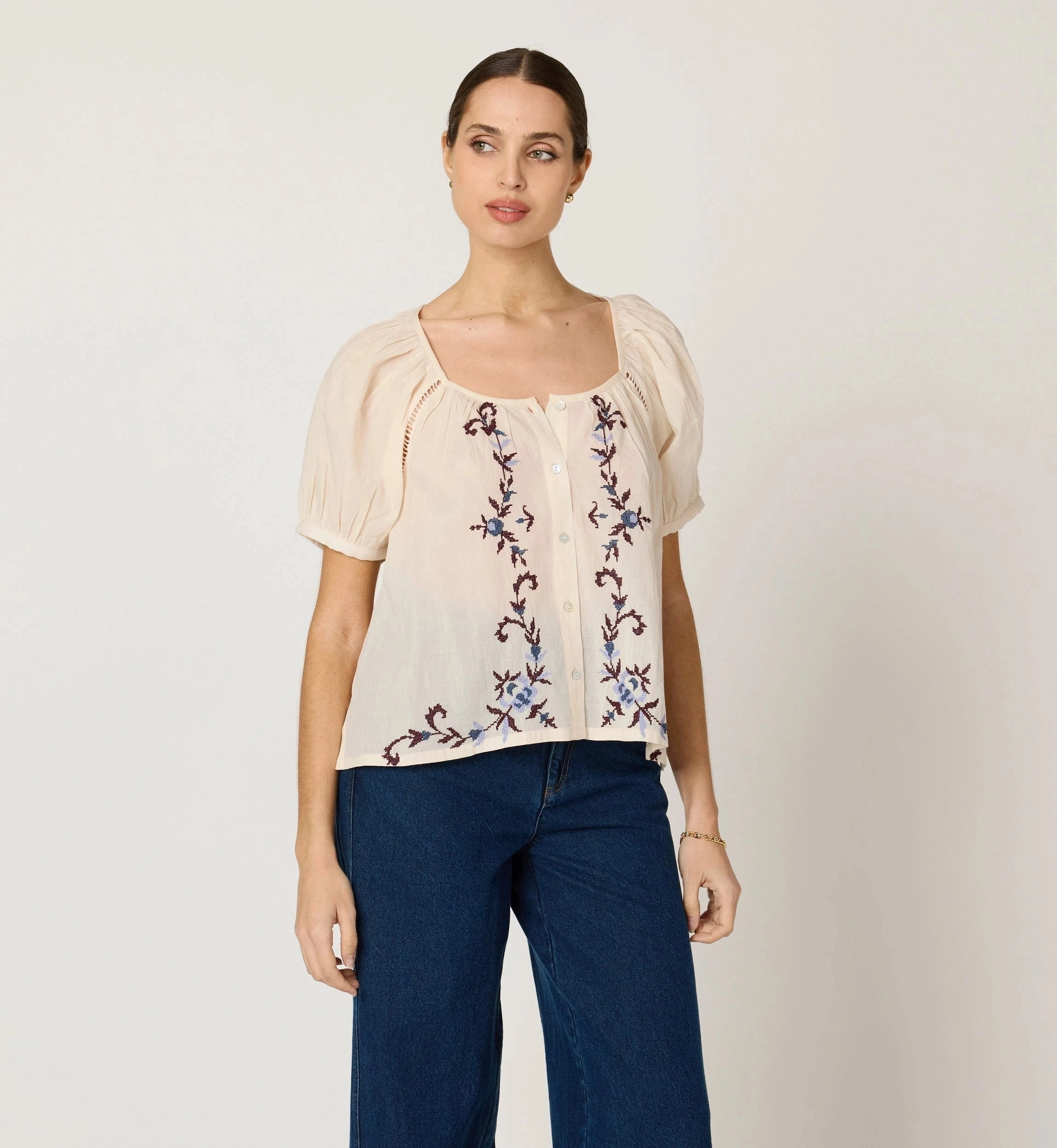 Adeline Blouse | Ivory Moisture Wicking Technology