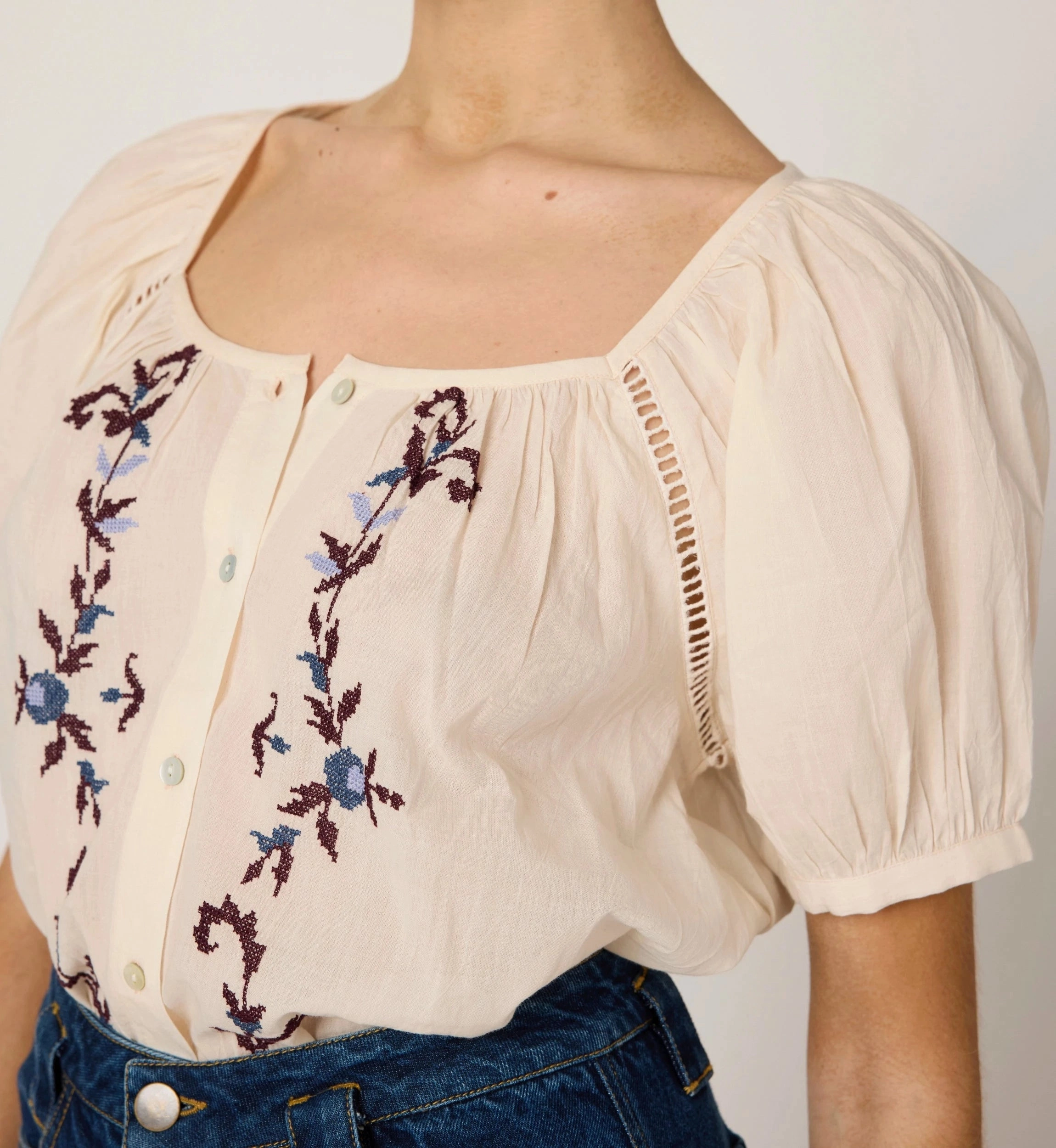 Soft touch finish Adeline Blouse | Ivory