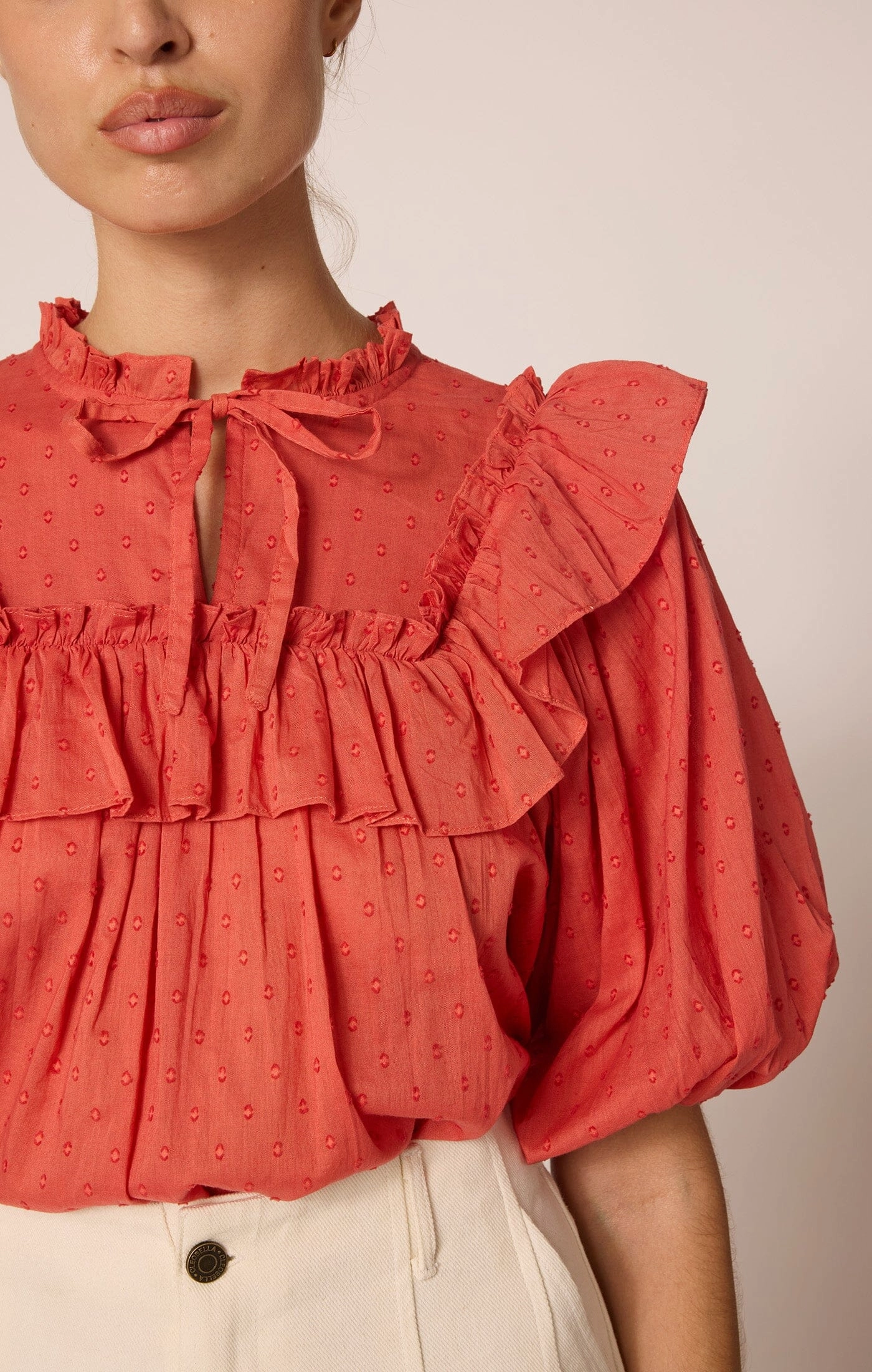 RecycledPolyesterBlend WaffleWeave Sloane Blouse| Dawn Pink