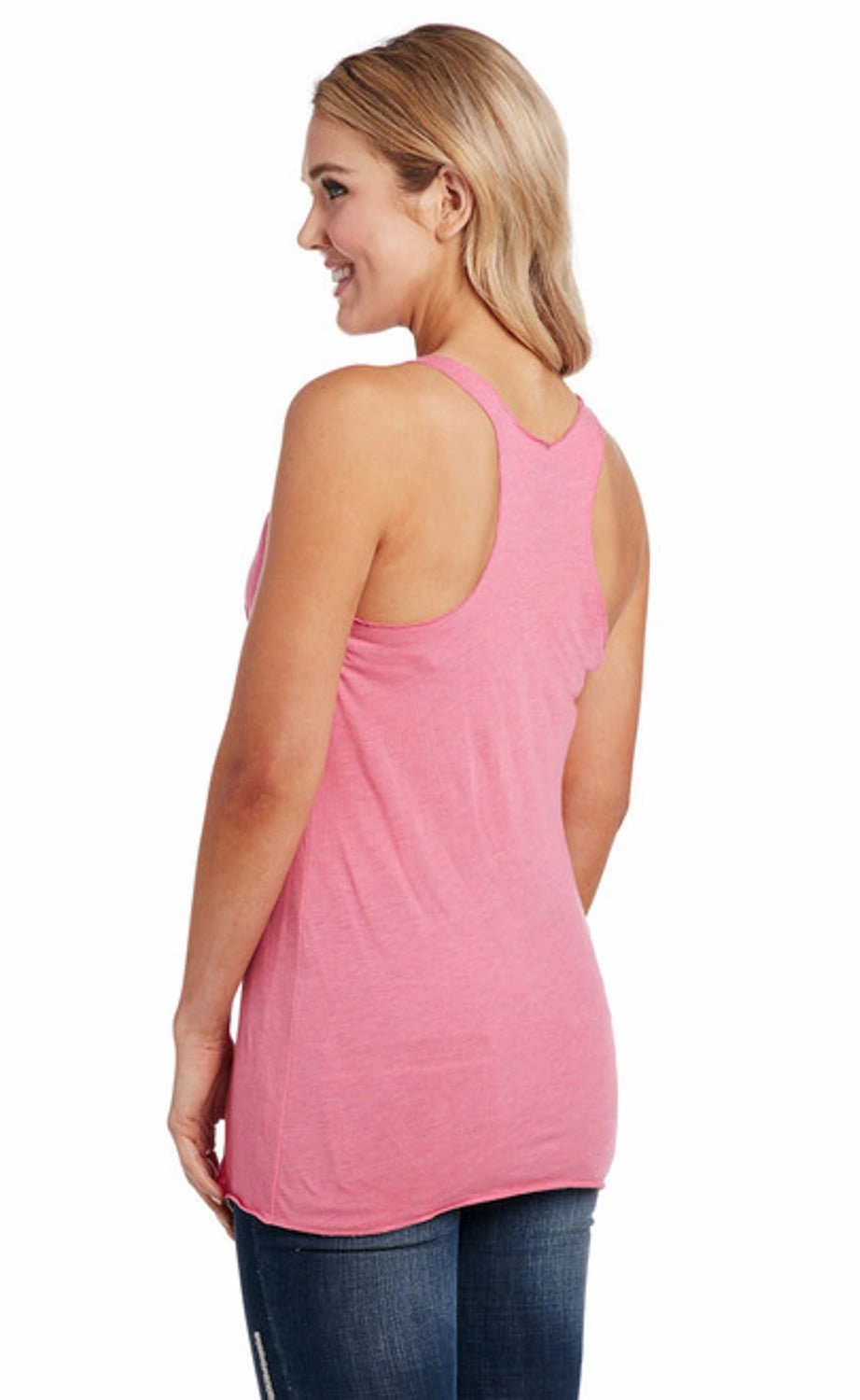 Organic Cotton Cowgirl Up Womens Gunslingers Raw Edge Pink Cotton Blend S/L Tank Top