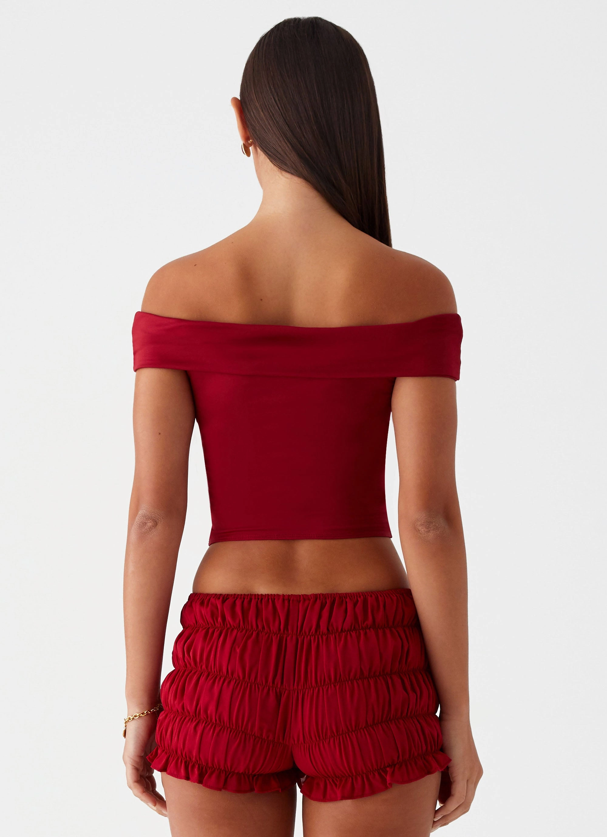 Trixie Twist Off Shoulder Top - Maroon All-Purpose Wear