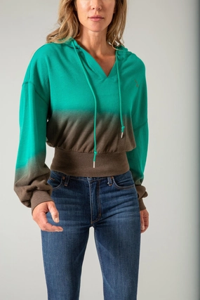 Kimes Ranch Womens Monterey Dipped Teal Blue/Roasted Coconut Cotton Blend Hoodie Flexible Insulation Wool blend