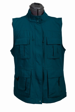 Slim Silhouette Scully Womens Deep Teal Nylon Multi-Pocket Vest