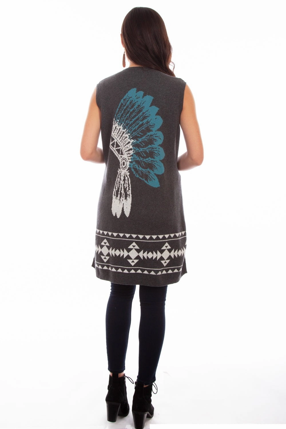 Quick Dry Coating Scully Womens Charcoal 100% Cotton Indian Headdress Cardigan
