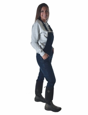 Cowgirl Tuff Womens Winter Tuck In Dark Wash Cotton Blend Bib Overall Slip Resistant Grip