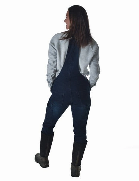 Cowgirl Tuff Womens Winter Tuck In Dark Wash Cotton Blend Bib Overall Snow Ready Outfit