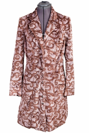 Ventilated Back Panel Belted Style Scully Womens Brown Polyester Jacquard Jacket