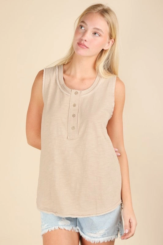 LowProfile Zipper Hidden Storage Pocket Karly Solid Knit Sleeveless Comfy Top