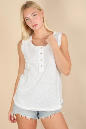 LayeredPanel Adjustable Collar System Karly Solid Knit Sleeveless Comfy Top