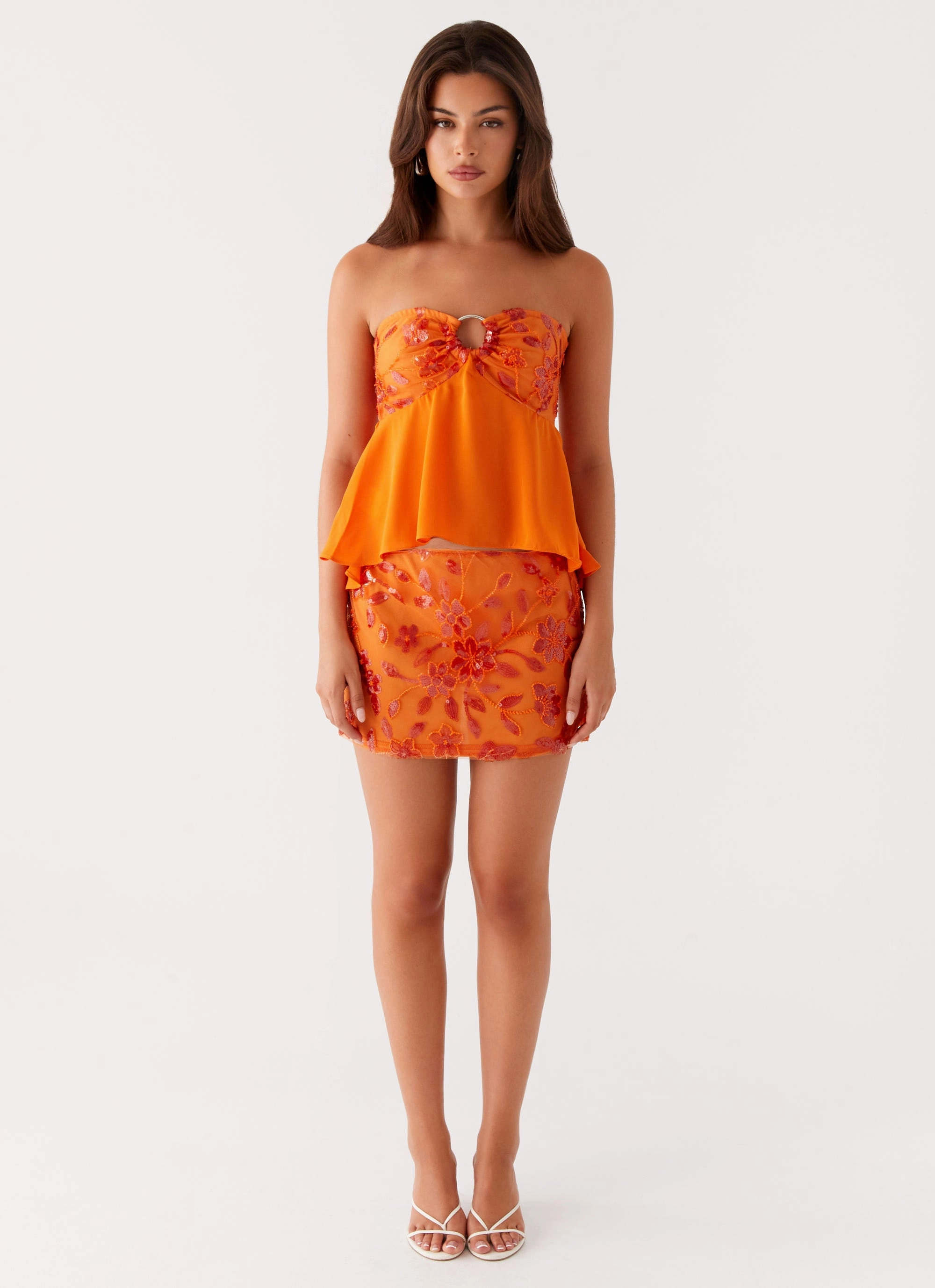 Kenya Beaded Halter Top - Orange GarmentWashedFinish Fashionable Fit