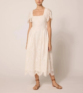 Daily Comfort Perfect Layering Yesenia Midi Dress | Ivory Eyelet