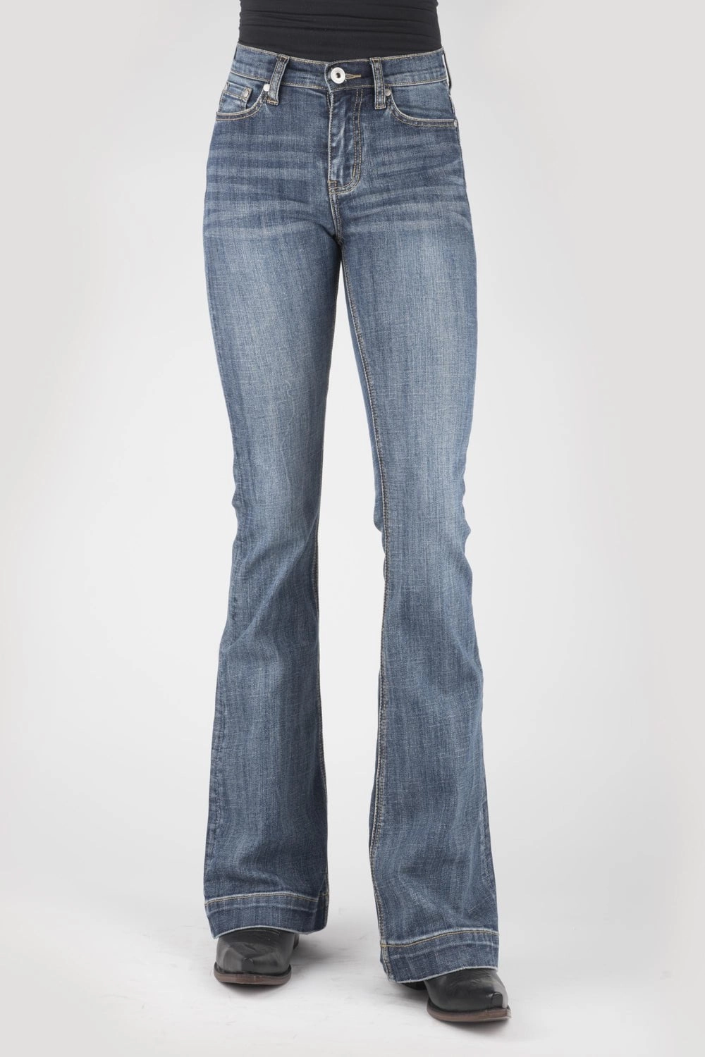Durable Hardware Morning Stroll Stretch Stetson Womens 921 Plain Back Blue Cotton Blend Jeans