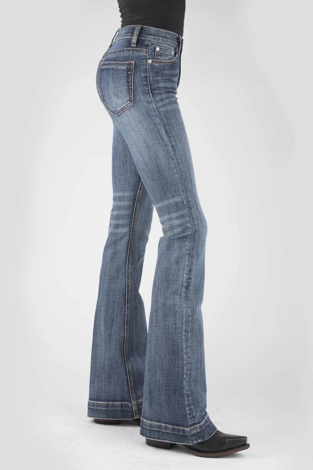 Stetson Womens 921 Plain Back Blue Cotton Blend Jeans clean design Traveler Gear Slim